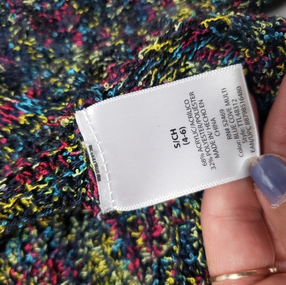 Time and tru colorful knit v-neck sweater women's size small 4-6 - Picture 6 of 9